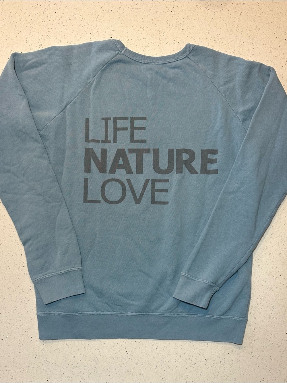 FREECITY Life Nature Love I ❤️ You Raglan Crewneck Sweatshirt Made in USA EUC - Picture 2 of 16